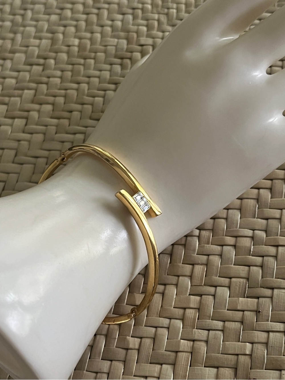 Givenchy Gold-Tone Cuff Bracelet with Clear Crystals